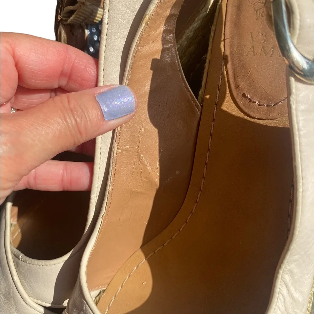 Vince Camuto Cream Estera Leather Wedge Heels